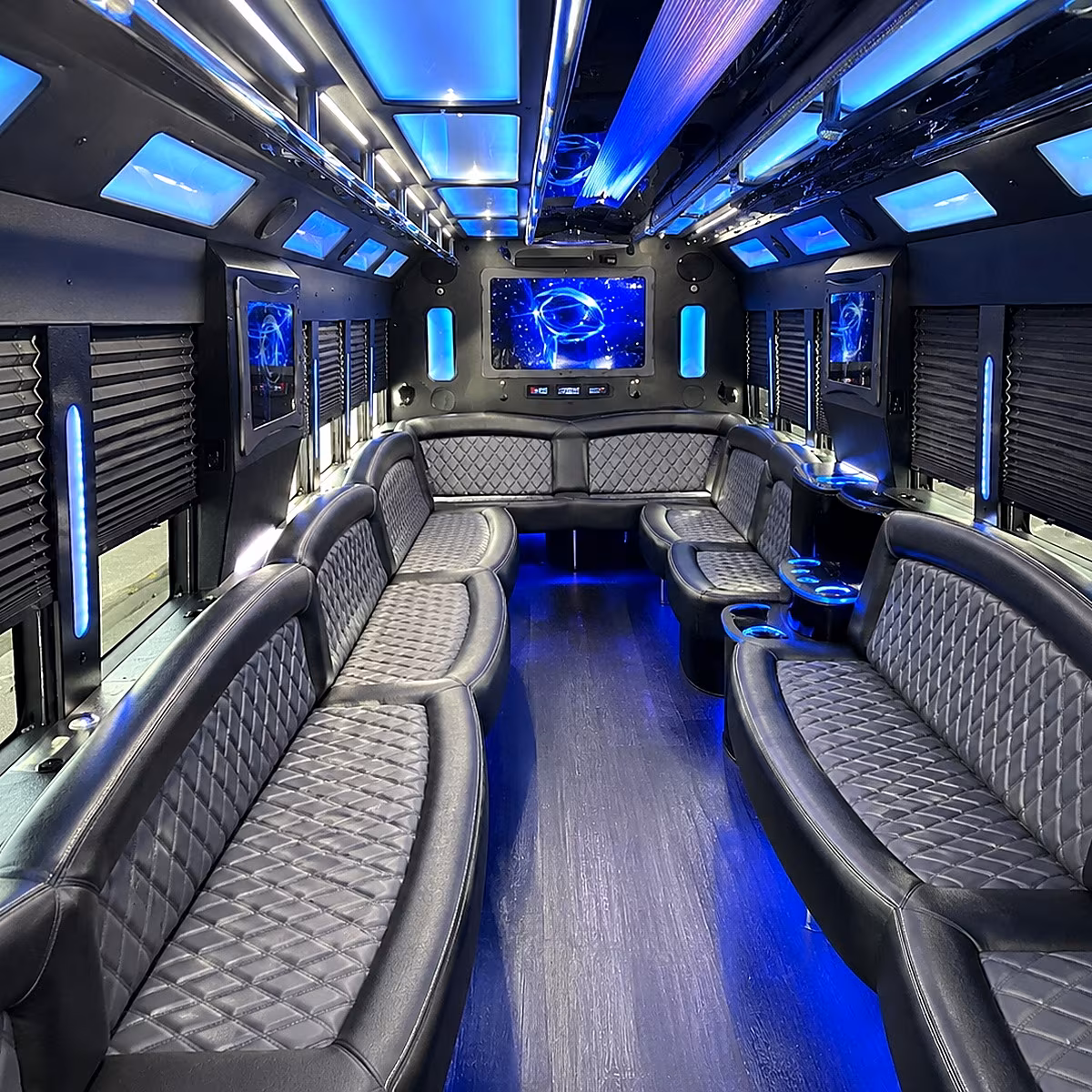 Raleigh Birthday, Sweet 16, & Quinceañera Transportation party bus interior