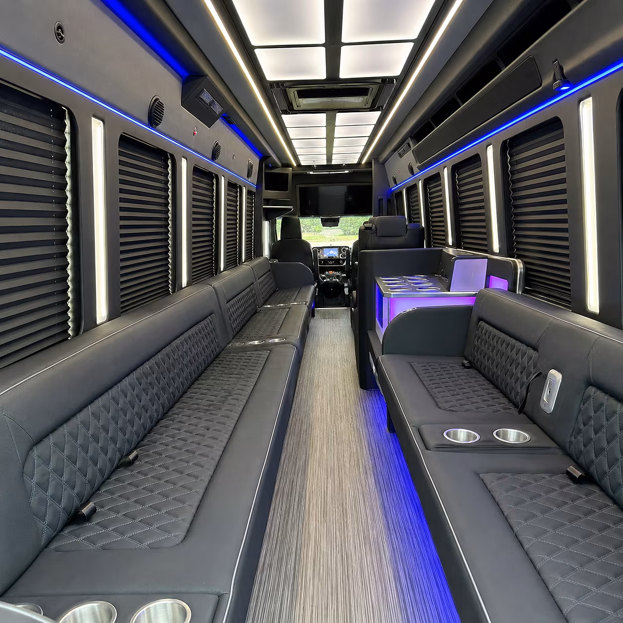 Raleigh Private Event Transportation party bus interior