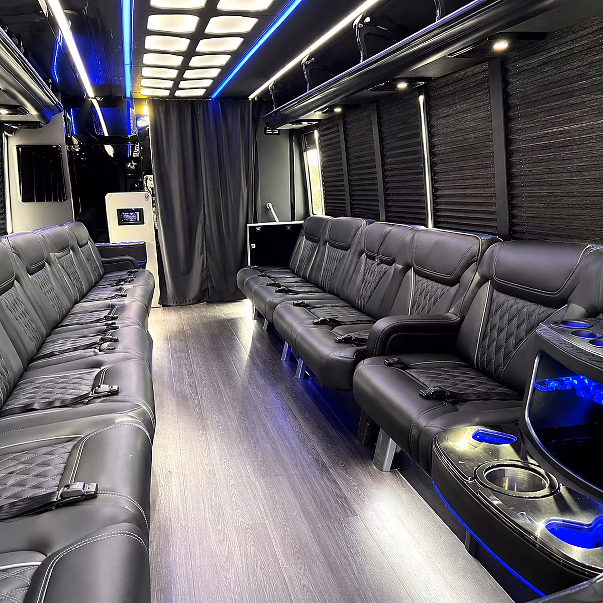 Raleigh Private Event Transportation party bus interior