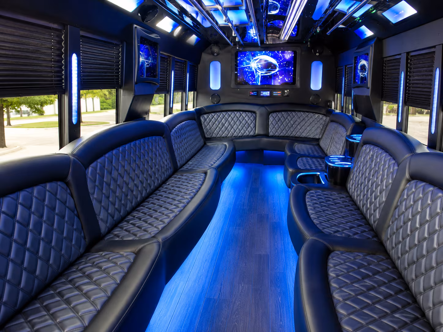 Raleigh Sporting Event Transportation party bus exterior