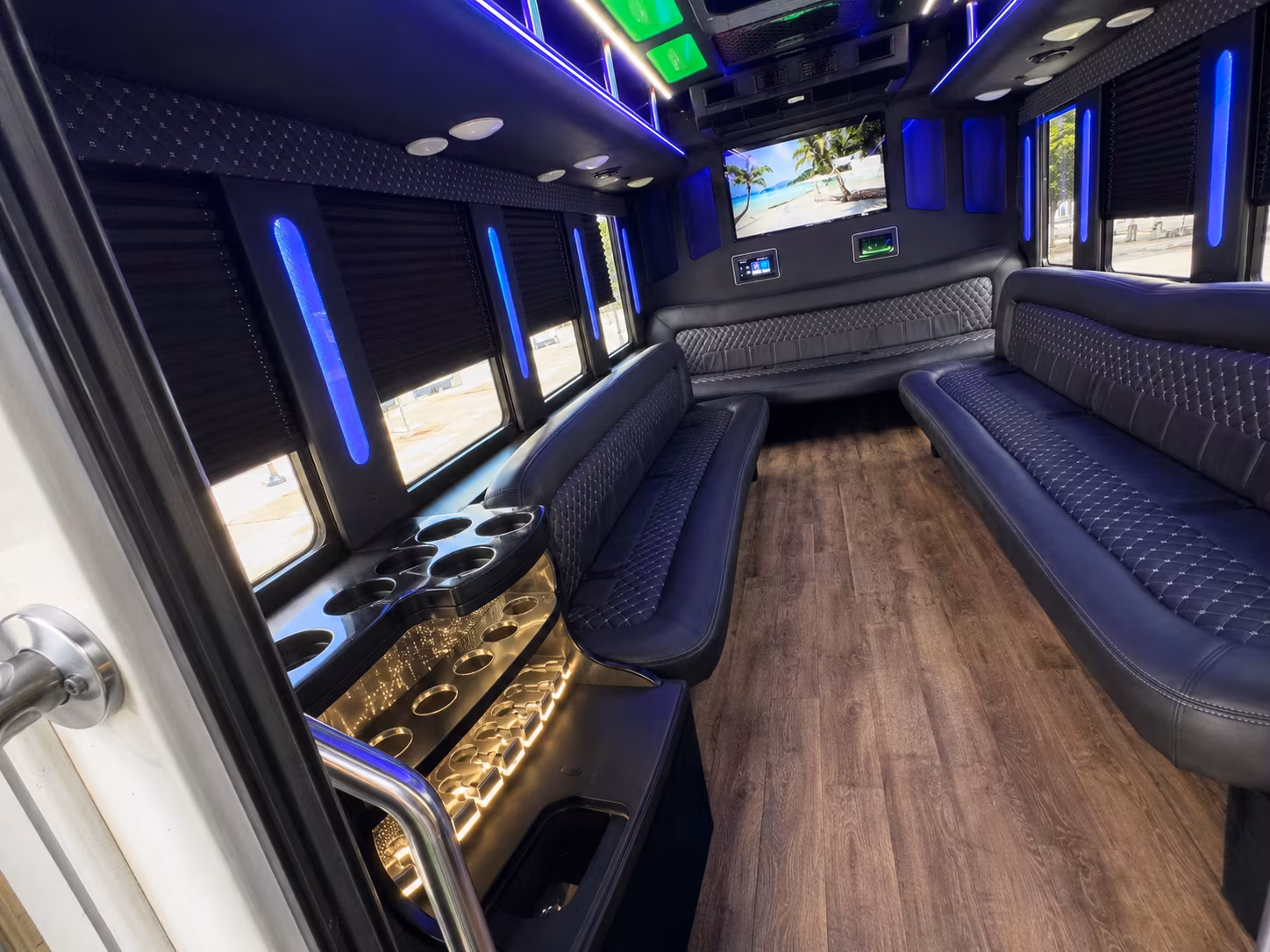 Raleigh Sporting Event Transportation party bus exterior