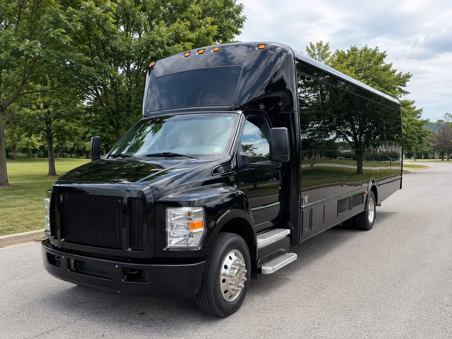 Raleigh Wedding Transportation party bus exterior
