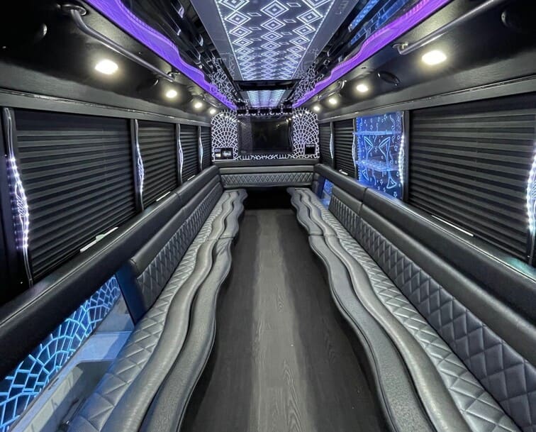 Asheville 30 Passenger Party Bus White Interior