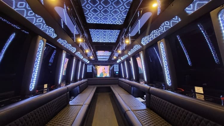 Winston Salem 40 Passenger Limo Bus Interior